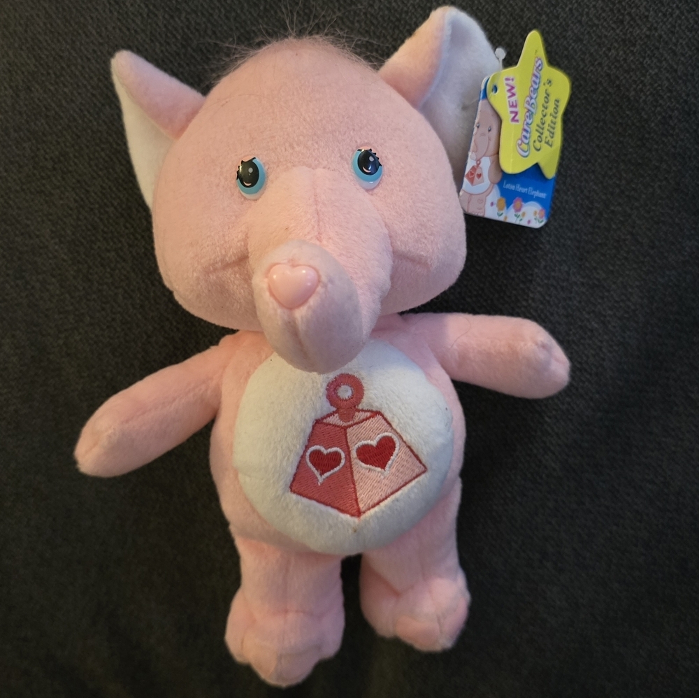 2004 Care Bear Cousins 9” Lotsa Heart Pink Elephant Plush Stuffed Animal Toy